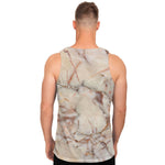 Brown Beige Marble Print Men's Tank Top