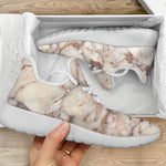 Brown Beige Marble Print Mesh Knit Shoes GearFrost