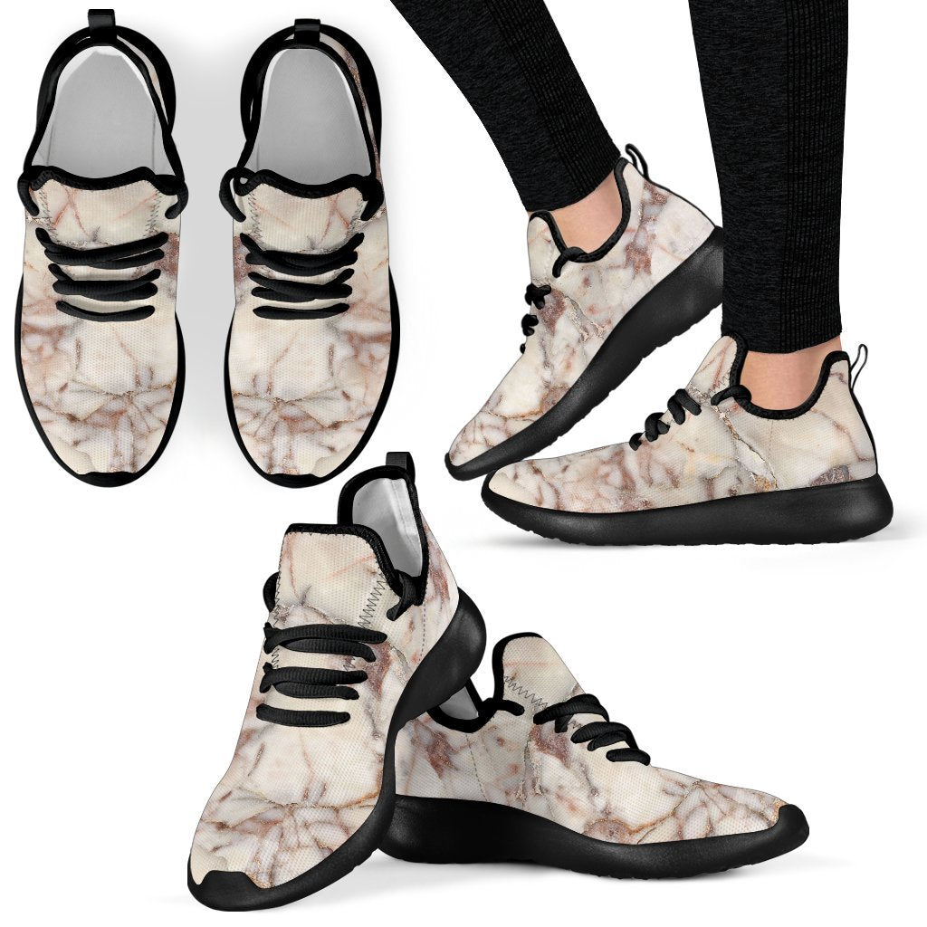 Brown Beige Marble Print Mesh Knit Shoes GearFrost