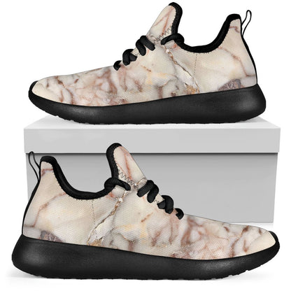 Brown Beige Marble Print Mesh Knit Shoes GearFrost