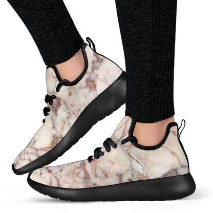 Brown Beige Marble Print Mesh Knit Shoes GearFrost