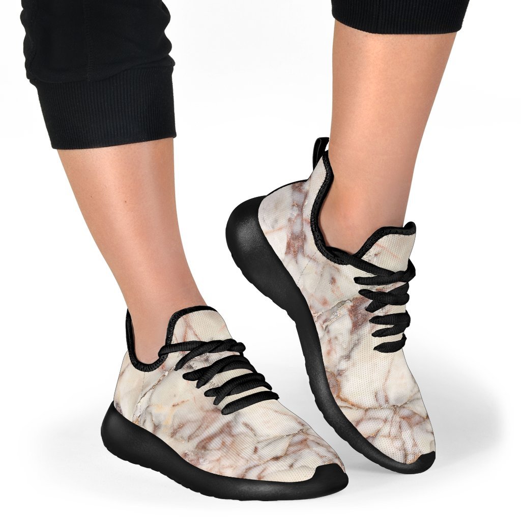 Brown Beige Marble Print Mesh Knit Shoes GearFrost