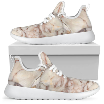 Brown Beige Marble Print Mesh Knit Shoes GearFrost