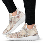 Brown Beige Marble Print Mesh Knit Shoes GearFrost