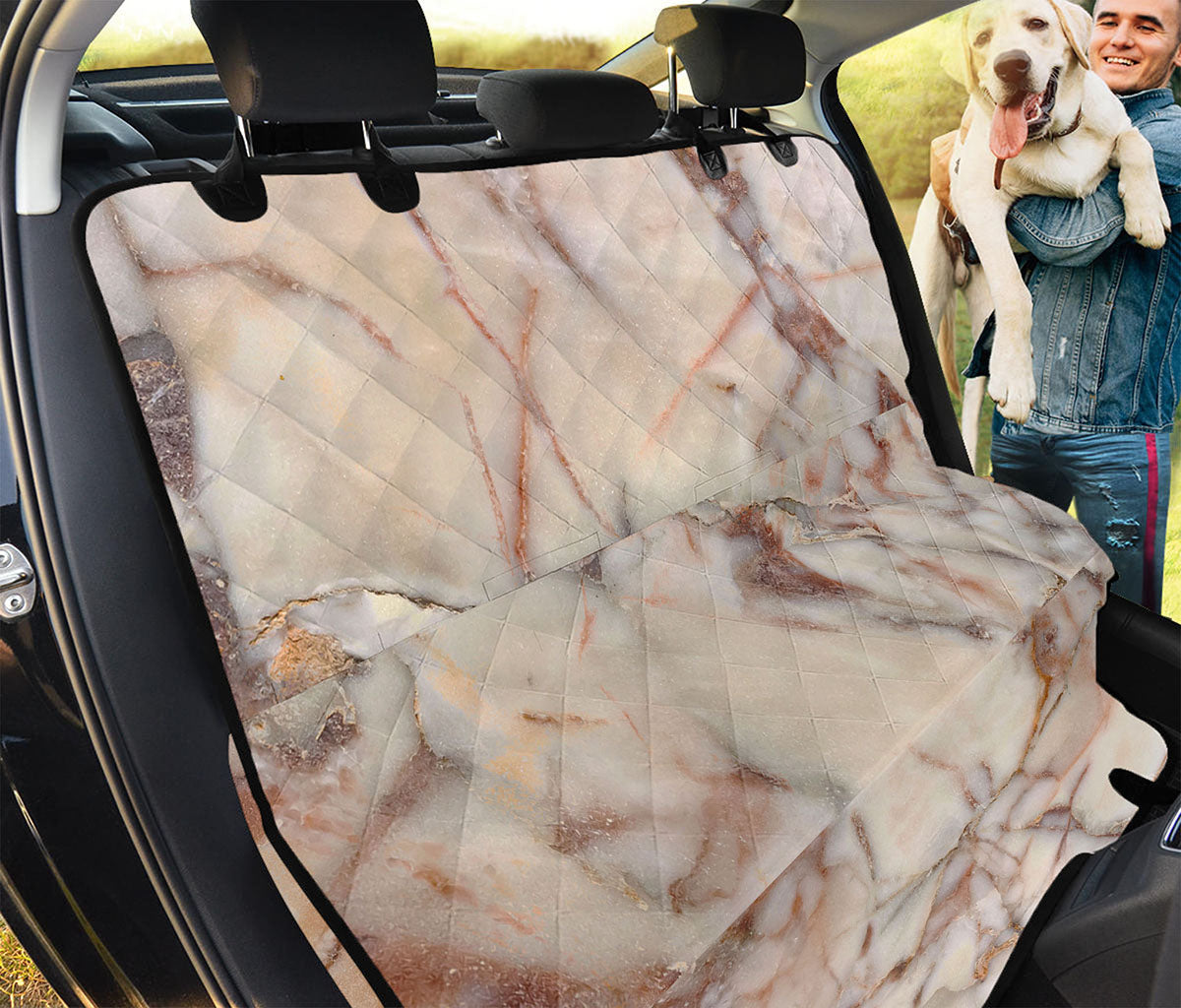 Brown Beige Marble Print Pet Car Back Seat Cover