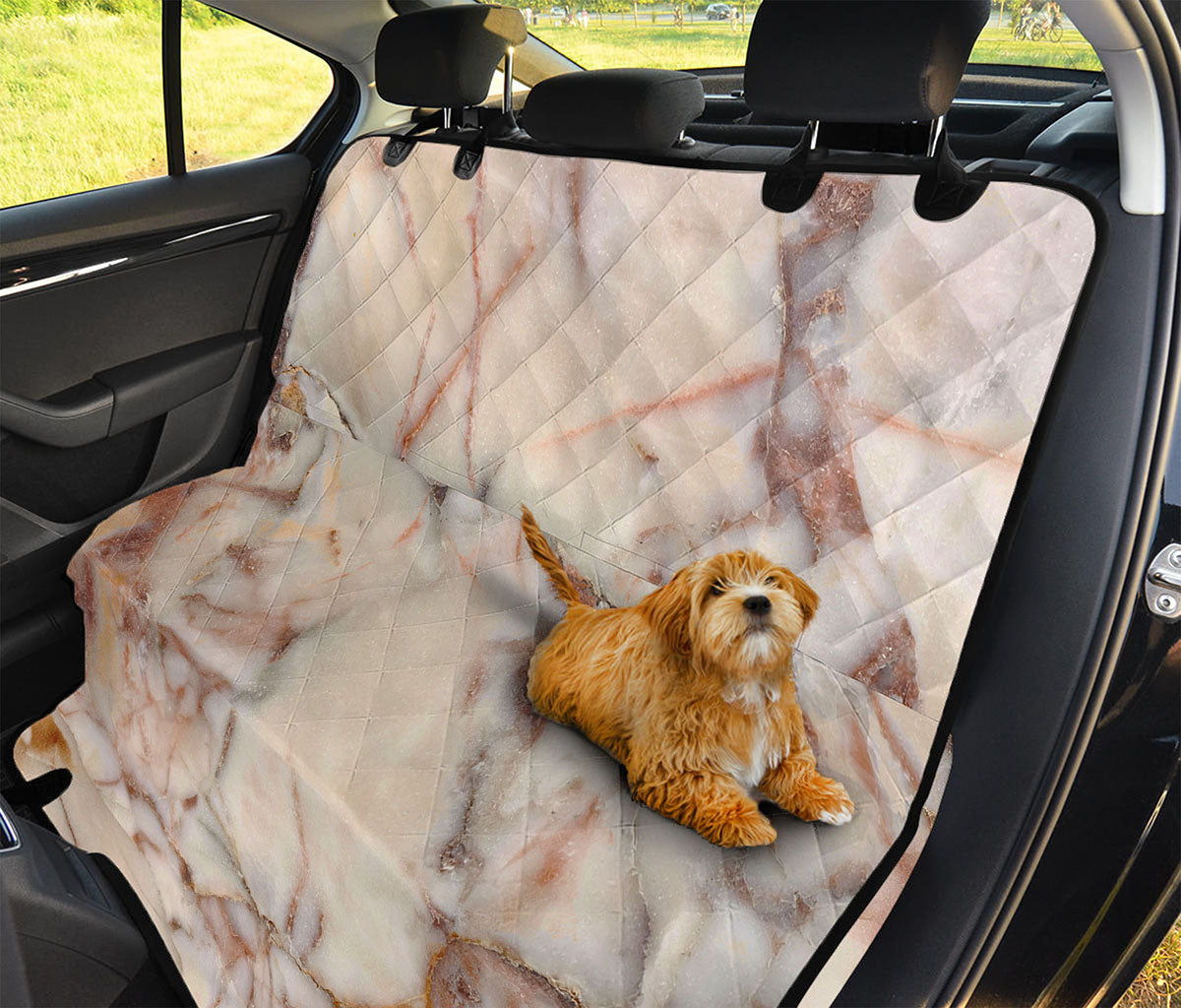 Brown Beige Marble Print Pet Car Back Seat Cover