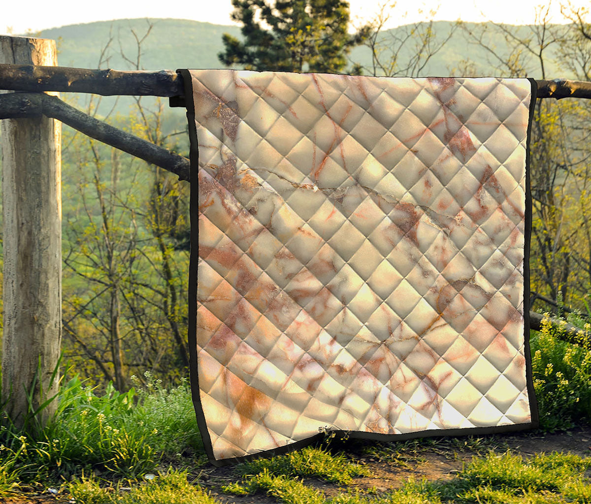 Brown Beige Marble Print Quilt