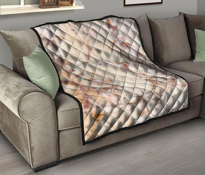 Brown Beige Marble Print Quilt