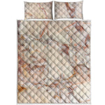 Brown Beige Marble Print Quilt Bed Set