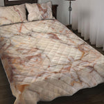 Brown Beige Marble Print Quilt Bed Set