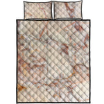 Brown Beige Marble Print Quilt Bed Set