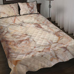 Brown Beige Marble Print Quilt Bed Set