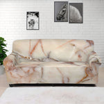 Brown Beige Marble Print Sofa Cover