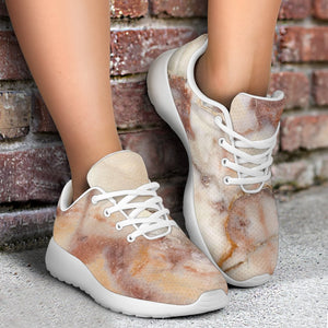 Brown Beige Marble Print Sport Shoes GearFrost