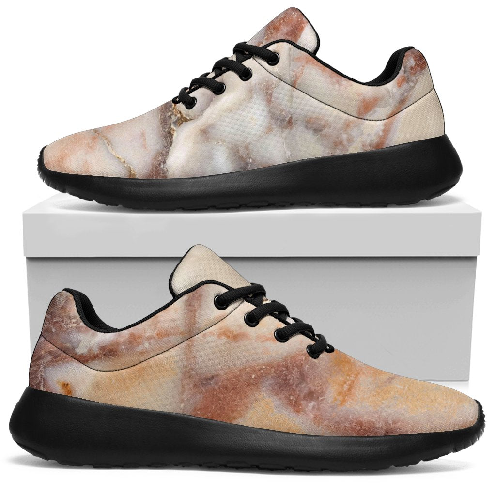 Brown Beige Marble Print Sport Shoes GearFrost