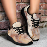 Brown Beige Marble Print Sport Shoes GearFrost