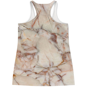 Brown Beige Marble Print Women's Racerback Tank Top