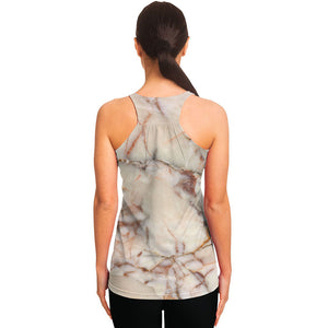 Brown Beige Marble Print Women's Racerback Tank Top