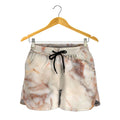 Brown Beige Marble Print Women's Shorts