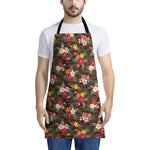 Brown Camo Hibiscus Flower Print Apron