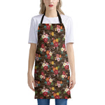 Brown Camo Hibiscus Flower Print Apron