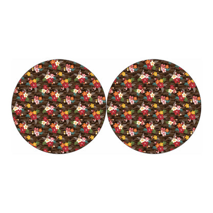 Brown Camo Hibiscus Flower Print Car Coasters
