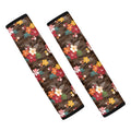 Brown Camo Hibiscus Flower Print Car Seat Belt Covers