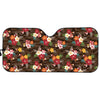 Brown Camo Hibiscus Flower Print Car Sun Shade