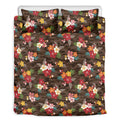 Brown Camo Hibiscus Flower Print Duvet Cover Bedding Set