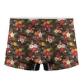 Brown Camo Hibiscus Flower Print Men's Boxer Briefs