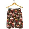 Brown Camo Hibiscus Flower Print Men's Shorts