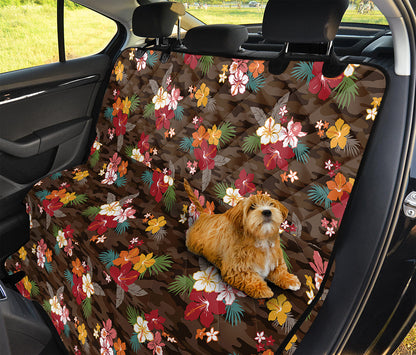 Brown Camo Hibiscus Flower Print Pet Car Back Seat Cover