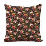 Brown Camo Hibiscus Flower Print Pillow Cover