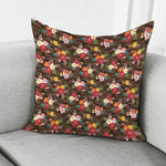 Brown Camo Hibiscus Flower Print Pillow Cover