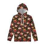 Brown Camo Hibiscus Flower Print Pullover Hoodie