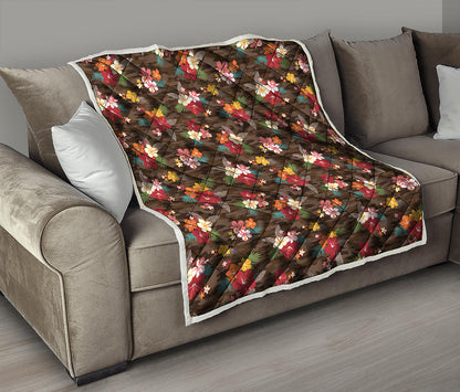 Brown Camo Hibiscus Flower Print Quilt