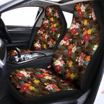 Brown Camo Hibiscus Flower Print Universal Fit Car Seat Covers