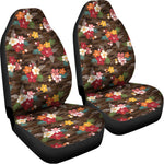 Brown Camo Hibiscus Flower Print Universal Fit Car Seat Covers