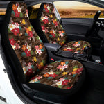 Brown Camo Hibiscus Flower Print Universal Fit Car Seat Covers