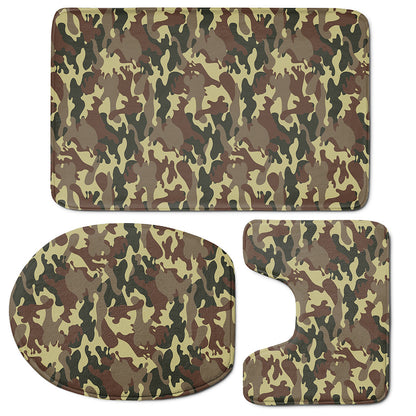 Brown Camouflage Print 3 Piece Bath Mat Set