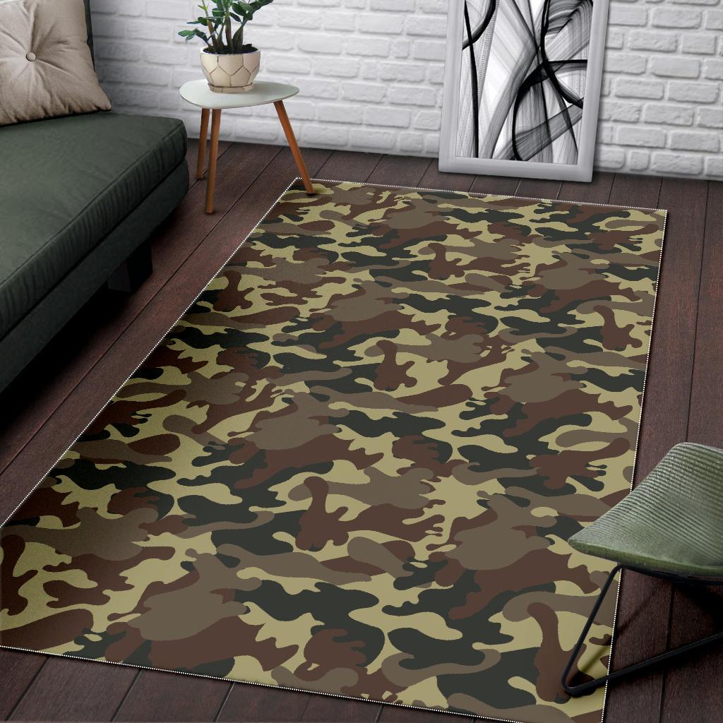 Brown Camouflage Print Area Rug GearFrost