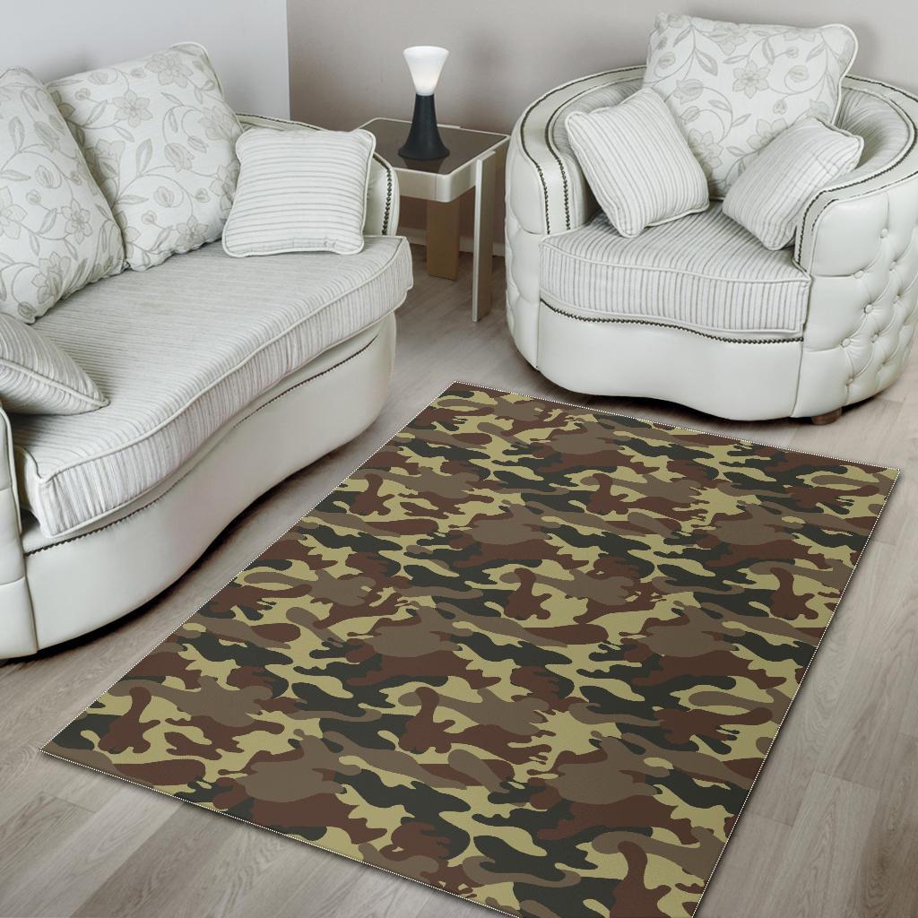 Brown Camouflage Print Area Rug GearFrost