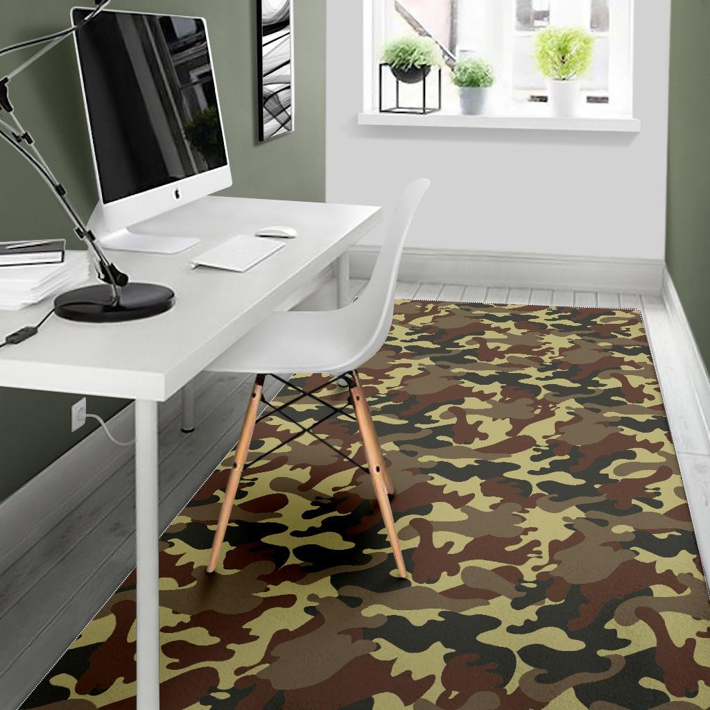 Brown Camouflage Print Area Rug GearFrost