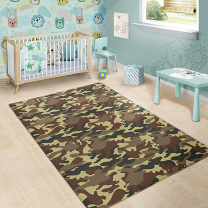 Brown Camouflage Print Area Rug GearFrost