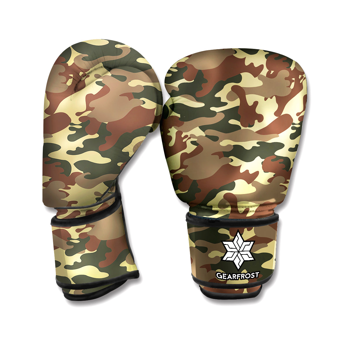 Brown Camouflage Print Boxing Gloves