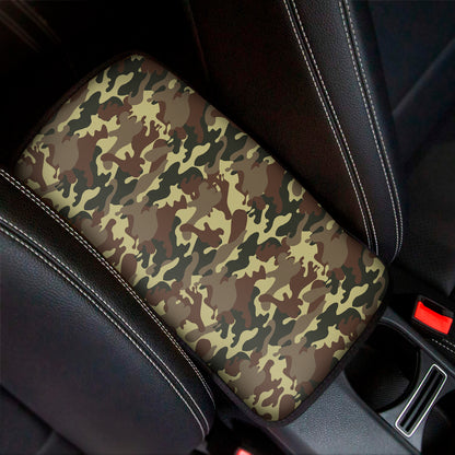 Brown Camouflage Print Car Center Console Cover