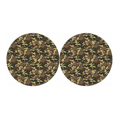 Brown Camouflage Print Car Coasters