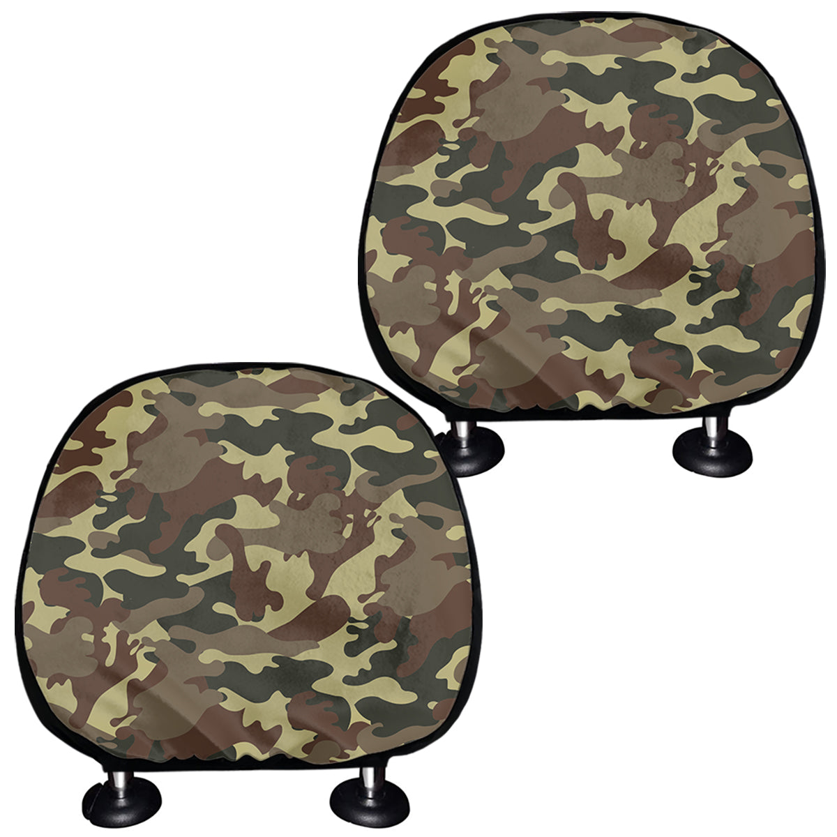 Brown Camouflage Print Car Headrest Covers
