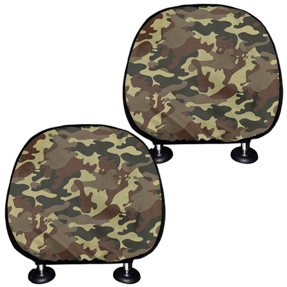 Brown Camouflage Print Car Headrest Covers