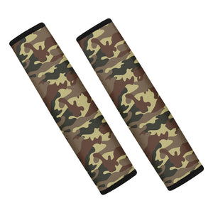 Brown Camouflage Print Car Seat Belt Covers